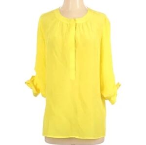 Banana Republic 100% silk yellow top blouse size Large
